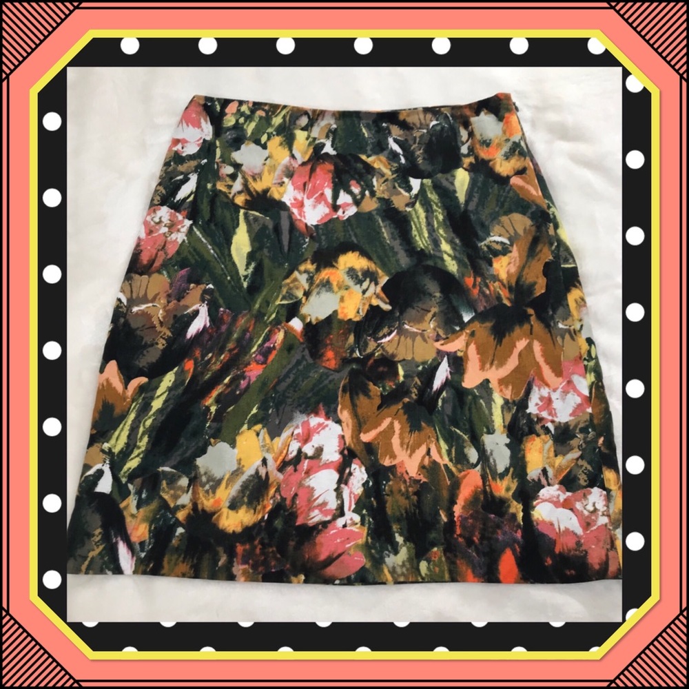 Floral straight skirt by Premise linen and rayon
